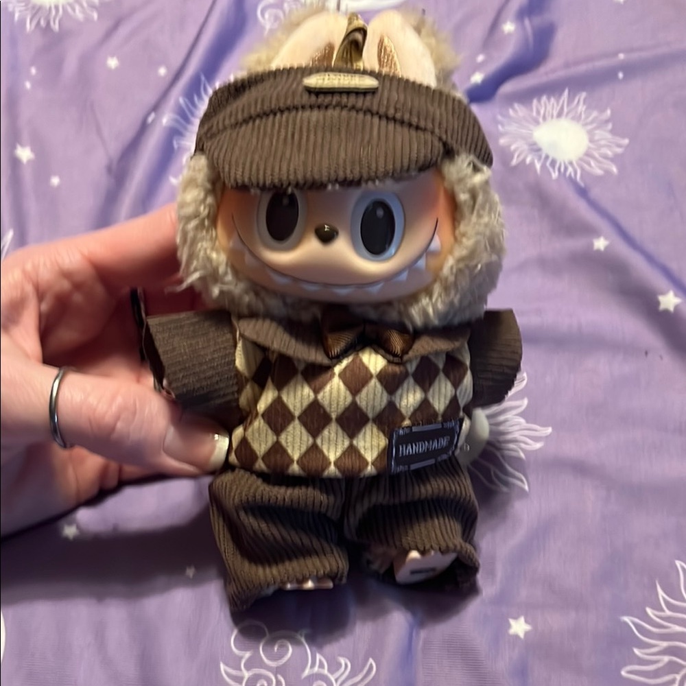 Brown Argyle Outfit for Labubu. Doll not included